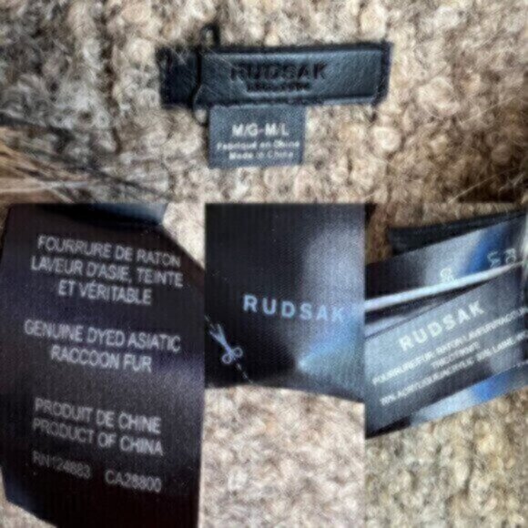 RUDSAK * Genuine Fur trimmed knitted vest jacket M - L EUC - Picture 3 of 10